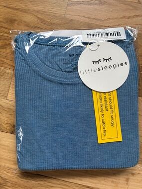 Little Sleepies Heather Blue Ribbed Pajama Set